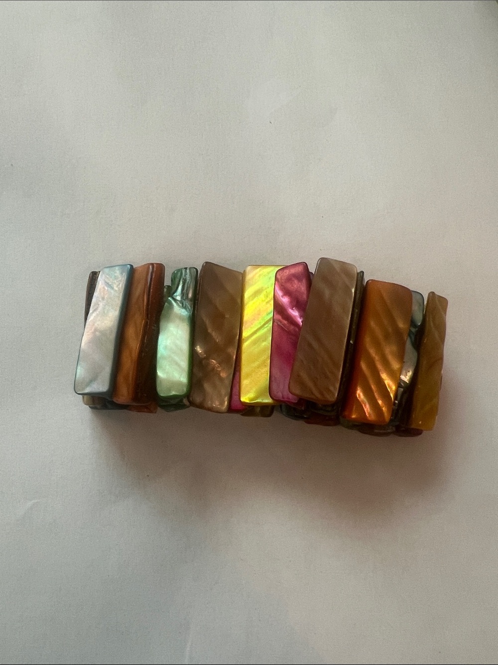 Colorful Multi-Stone Shell Stretch Bracelet by - Picture 3 of 3